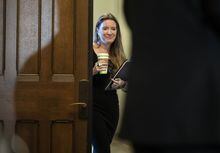 Katie Telford, Chief of Staff to Prime Minister Justin Trudeau, leaves after a meeting of the Liberal Caucus on Parliament Hill in Ottawa, on Wednesday, March 8, 2023. Opposition Conservatives say if Canadians want answers about China's meddling in the past two federal elections, they need to hear from Katie Telford, who has served as Prime Minister Justin Trudeau's chief of staff since the Liberals were swept into power in 2015. THE CANADIAN PRESS/Justin Tang