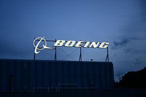 (FILES) The Boeing Co. logo is displayed outside of company offices near Los Angeles International Airport (LAX) in El Segundo, California on January 18, 2024. Aviation giant Boeing has been unable to produce key information about work performed on an Alaska Airlines plane before a January mid-air scare, said the National Transportation Safety Board chair in a letter on March 13, 2024. (Photo by Patrick T. Fallon / AFP) (Photo by PATRICK T. FALLON/AFP via Getty Images)