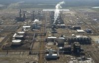 The oil sands upgrader at Horizon facility near Fort McMurray, Alta. Canadian Natural Resources shaved about 11 per cent off its production guidance for Horizon on Monday.
