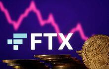 FILE PHOTO: Representations of cryptocurrencies are seen in front of displayed FTX logo and decreasing stock graph in this illustration taken November 10, 2022. REUTERS/Dado Ruvic/Illustration