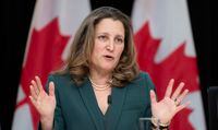 Deputy Prime Minister and Minister of Finance Chrystia Freeland, responds to a question during a news conference, in Ottawa, Monday, Jan. 29, 2024. THE CANADIAN PRESS/Adrian Wyld