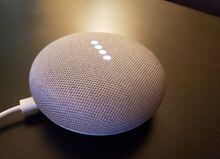 FILE PHOTO: Google Home smart speakers, which respond to consumer's voice commands to control devices in the home or to answer questions out loud about topics including the weather, news or local services, in shown in San Francisco, California, U.S., March 28, 2019. REUTERS/Paresh Dave/File Photo