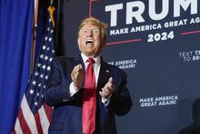Former President Donald Trump speaks at a campaign event Thursday, April 27, 2023, in Manchester, N.H. (AP Photo/Charles Krupa)