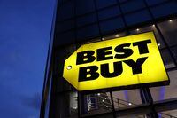The Best Buy logo is seen at a store in Manhattan, New York City, U.S., November 22, 2021. REUTERS/Andrew Kelly