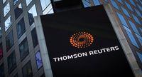 The Thomson Reuters logo is seen on the company building in Times Square, New York. The news and information company reported a higher quarterly net profit on Feb. 9, 2017.