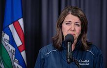 Alberta Premier Danielle Smith gives an update in Edmonton on the wildfire situation in Alberta on Monday May 8, 2023. THE CANADIAN PRESS/Jason Franson