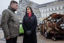 Anita Anand (center) during her visit to Kyiv, Ukraine 18 Jan 2023 Anton Skyba The Gloobe and Mail