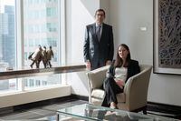 Steven Zakem, left, managing partner at law firm Aird & Berlis, and Andrea Skinner, chair of the firm's Diversity and Inclusion Committee, pose for a photo in a boardroom at the company's offices in Toronto, Thursday, March 25, 2021. (Galit Rodan/The Globe and Mail)