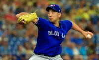 ST PETERSBURG, FLORIDA - AUGUST 03: Yusei Kikuchi #16 of the Toronto Blue Jays pitches during a game against the Tampa Bay Rays at Tropicana Field on August 03, 2022 in St Petersburg, Florida. (Photo by Mike Ehrmann/Getty Images)