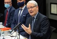 Canadian Foreign Minister Marc Garneau speaks during a meeting with US Secretary of State Antony Blinken, at the Harpa Concert Hall in Reykjavik, Iceland, Wednesday, May 19, 2021, on the sidelines of the Arctic Council Ministerial summit. THE CANADIAN PRESS/AP-Saul Loeb/Pool Photo via AP