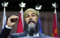 NDP leader Jagmeet Singh speaks during a press conference on Parliament Hill in Ottawa, Tuesday, June 13, 2023. THE CANADIAN PRESS/Sean Kilpatrick