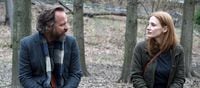 This image released by Ketchup Entertainment shows Peter Sarsgaard, left, and Jessica Chastain in a scene from "Memory." (Ketchup Entertainment via AP)