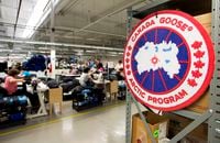 Employees work with Canada Goose jackets at the Canada Goose factory in Toronto on April 2, 2015.