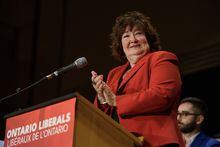 Newly elected Ontario Liberal Party president Kathryn McGarry speaks during the party's 2023 Annual Meeting at the Hamilton Convention Centre in Hamilton, Ont., on Sunday, March 5, 2023. THE CANADIAN PRESS/Alex Lupul