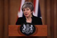 Britain's Prime Minister Theresa May gives a statement inside 10 Downing Street in London on April 2, 2019 after chairing a day-long meeting of the cabinet. - Britain will seek a further delay to Brexit to allow more time for parliament to pass the deal agreed with the European Union, Prime Minister Theresa May said today. (Photo by Jack Taylor / POOL / AFP)JACK TAYLOR/AFP/Getty Images