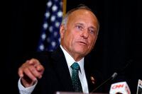 In this Aug. 23, 2019, file photo, Rep. Steve King speaks during a news conference in Des Moines, Iowa.