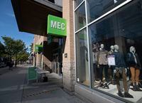 The MEC (Mountain Equipment Co-op) store in downtown Toronto, is photographed on Sept 21 2020. The outdoor recreation retailer has obtained court protection from creditors and agreed to be sold to private investment firm Kingswood Capital Management LP. Some members are taking part in a plan to stop the sale.