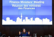 Chrystia Freeland, Canada’s Deputy Prime Minister and Minister of Finance speaks with the provincial finance ministers during the Finance Ministers' Meeting in Toronto, on Friday, February 3, 2023. THE CANADIAN PRESS/Nathan Denette