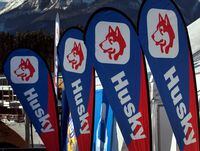 Banners for the Canadian company Husky Energy are seen at a sporting event in Lake Louise, Alta., Dec. 1, 2009.
