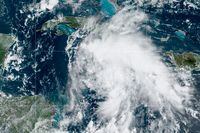 In a satellite photo from the National Oceanic and Atmospheric Administration, Tropical Storm Ida in the Carrbbean, Aug. 26, 2021. The latest storm in a busy season is expected to strengthen into a hurricane and could reach Louisiana this weekend. (NOAA via The New York Times)ÑFOR EDITORIAL USE ONLY--