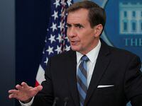 FILE PHOTO: U.S. White House National Security Council Coordinator for Strategic Communications John Kirby answers questions during a news briefing at the White House in Washington, U.S. August 4, 2022.  REUTERS/Jim Bourg/File Photo