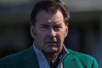 FILE PHOTO: Former Masters champion Nick Faldo looks on during the Drive, Chip and Putt National Finals at Augusta National Golf Club in Augusta, Georgia, U.S., April 3, 2022.  REUTERS/Brian Snyder/File Photo
