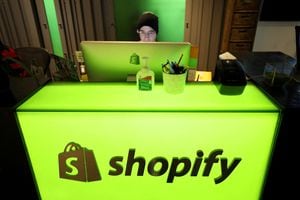An employee works at Shopify's headquarters in Ottawa in October of 2018.