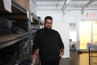 Mahrzad Lari, cofounder of Wide the Brand, a fashion label for plus-size men, in his studio in Montreal on December 21, 2022.