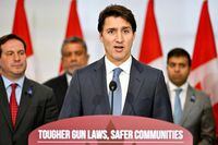 Canada's Prime Minister Justin Trudeau speaks at a news conference addressing the handgun sales freeze, in Surrey, British Columbia, Canada October 21, 2022.  REUTERS/Jennifer Gauthier