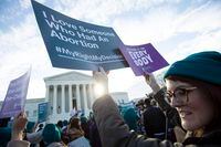 Abortion rights demonstrators rally outside the U.S. Supreme Court, in Washington, on March 4, 2020.