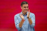 Socialist Workers' Party leader and current Prime Minister Pedro Sanchez applauds during an executive committee meeting in Madrid, Spain on July 24.