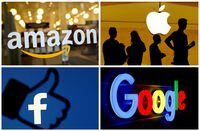 FILE PHOTO: The logos of Amazon, Apple, Facebook and Google in a combination photo/File Photo