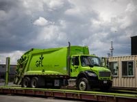 GFL trucks at the Solid Waste Transfer Station in Toronto, on Aug. 18, 2020.
