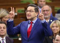Conservative Leader Pierre Poilievre rises during Question Period in the House of Commons on Parliament Hill in Ottawa on Friday, March 31, 2023. THE CANADIAN PRESS/ Patrick Doyle