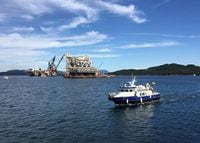 FILE PHOTO: A general view of the drilling platform, the first out of four oil platforms to be installed at Norway's giant offshore Johan Sverdrup field during the 1st phase development, near Stord, western Norway September 4, 2017. REUTERS/Nerijus Adomaitis/File Photo