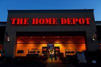 FILE PHOTO: FILE PHOTO: FILE PHOTO: The logo of Home Depot is seen in Encinitas, California April 4, 2016.  REUTERS/Mike Blake/File Photo  GLOBAL BUSINESS WEEK AHEAD/File Photo/File Photo
