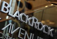 FILE PHOTO: The BlackRock logo is seen outside of its offices in New York January 18, 2012.  REUTERS/Shannon Stapleton/File Photo