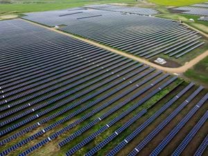 Solar panels pictured at the Michichi Solar project near Drumheller, Alta., Tuesday, July 11, 2023.