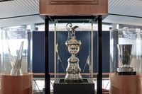 (FILES) In this file photo taken on March 15, 2021, the America's Cup Trophy is seen on display at the Royal New Zealand Yacht Squadron on day five of the 36th America's Cup in Auckland. - Barcelona will become the first venue to stage an Olympic Games (1992) and an America's Cup after it was awarded the hosting of the latter for the 2024 edition on March 29, 2022. As reigning champions, Team New Zealand had the right to decide the host city and chose Barcelona. (Photo by Gilles Martin-Raget / AFP) (Photo by GILLES MARTIN-RAGET/AFP via Getty Images)
