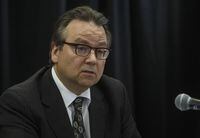 Alberta Auditor General Doug Wylie speaks in Edmonton on Friday, Oct. 4, 2019. Wylie says the province's system for managing environmental risks from old oilpatch facilities needs significant improvement. THE CANADIAN PRESS/Jason Franson