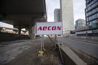 An AECON sign on the median of Lake Shore Blvd East near the Jarvis St. off ramp, is photographed  on Mar 10 2021. Fred Lum/The Globe and Mail