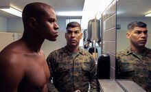 Jeremy Pope, left, and Raúl Castillo in a scene from "The Inspection." Credit: Patti Perret