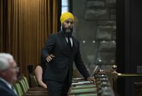 NDP Leader Jagmeet Singh rises to respond to the committee chair's request that he apologize after calling another MP a racist, during a Committee of the Whole in the House of Commons on Parliament Hill in Ottawa, on Wednesday, June 17, 2020. THE CANADIAN PRESS/Justin Tang