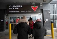 The curtside pick up area at Canadian Tire store at  Lakeshore Blvd. East and Leslie St., is photographed on Feb 17 2021. 