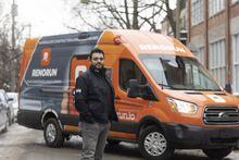 Eamonn O'Rourke, CEO and co-founder of RenoRun, a hardware deliver company targeting on-site general contractors, poses outside their offices in Montreal, Quebec, January 27, 2022.   (Christinne Muschi /The Globe and Mail)