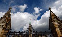 The Peace Tower is seen through the front gates of Parliament Hill in Ottawa in Ottawa on Tuesday, May 2, 2017. Public Services and Procurement Canada says it's investigating what led to a Parliament Hill language interpreter needing an ambulance ride last week, adding that it's the third hospitalization in recent years.THE CANADIAN PRESS/Sean Kilpatrick