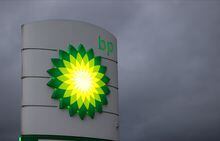 FILE PHOTO: An illuminated BP logo is seen at a petrol station in Gateshead, Britain September 23, 2021. REUTERS/Lee Smith/File Photo