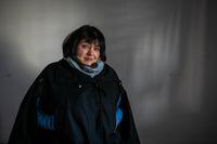 4.24.2022 Warsaw, Poland. Marina Pugaczowa, head of the Mariupol Women’s Association which has helped evacuate and shelter more than 700 people from Mariupol.