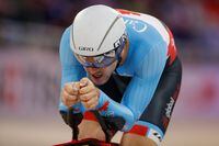 Canada's Vincent De Haitre competes in the men's 1000m time trial final at the UCI track cycling World Championship at the velodrome in Berlin on February 28, 2020. (Photo by Odd ANDERSEN / AFP) (Photo by ODD ANDERSEN/AFP via Getty Images)