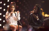 Jessie Reyez and Daniel Caesar perform at the Juno Awards in Vancouver on March, 25, 2018. New albums from the Weeknd, Daniel Caesar and Jessie Reyez have been longlisted for the 2020 Polaris Music Prize. THE CANADIAN PRESS/Darryl Dyck
